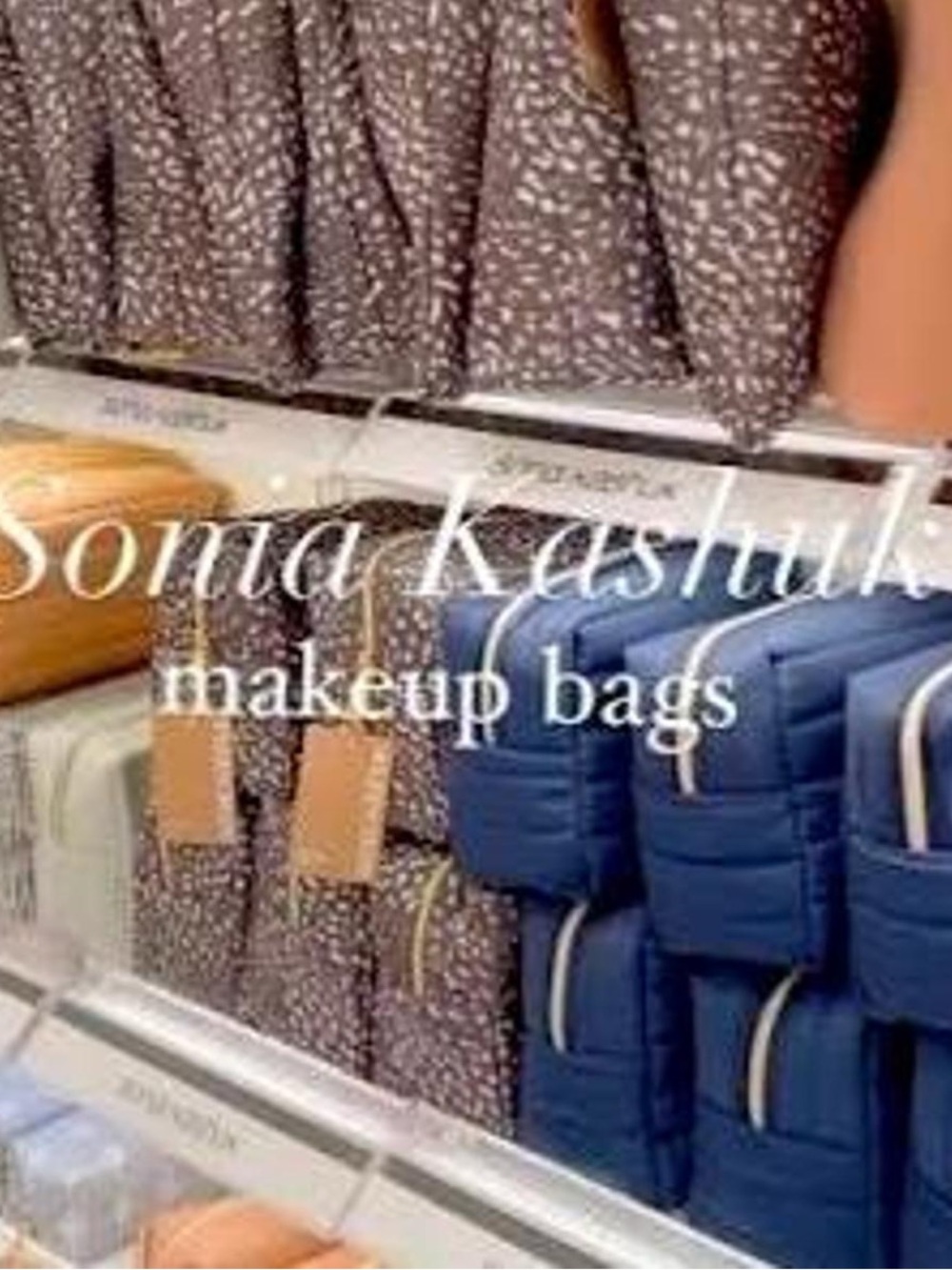 XL & Med. Sonia Kashuk Blue Quilted Puffer Cosmetic Bags